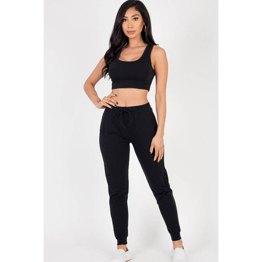 CAPELLA APPAREL French Terry Cropped Tank Top & Joggers Set