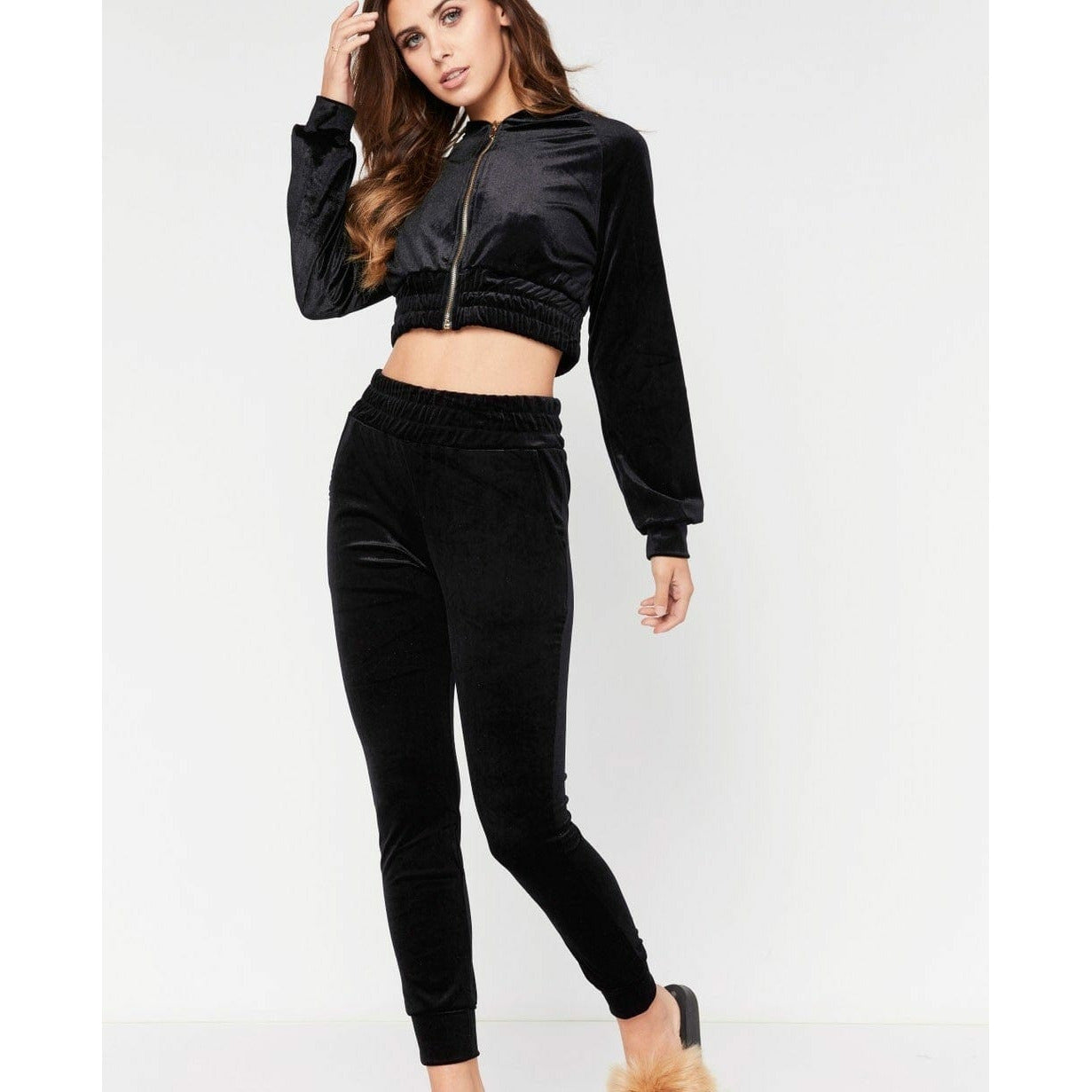 Shanta' Hair Beauty Fashion LLC Coats & Jackets Black / S-M Casual Ways Velour Jacket