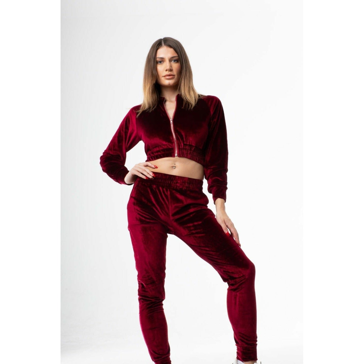 Shanta' Hair Beauty Fashion LLC Coats & Jackets Wine / L-XL Casual Ways Velour Jacket