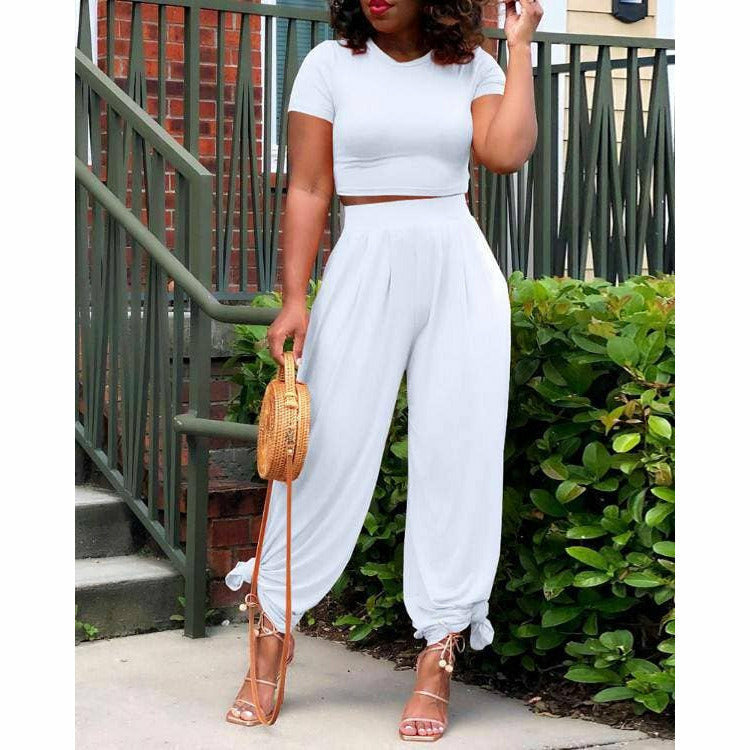 Today Fashion Pants Simple Basic Fitted Loose Short Sleeve R Homewear