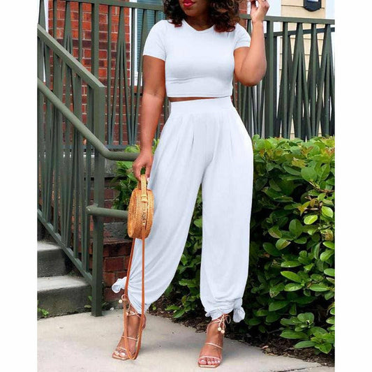 Today Fashion Pants Simple Basic Fitted Loose Short Sleeve R Homewear